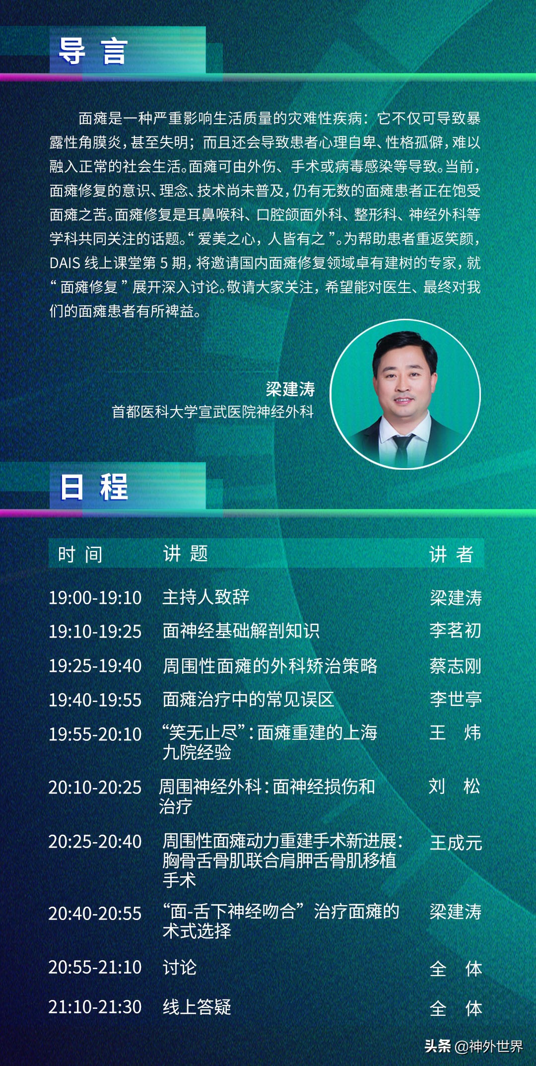 今晚七点！妙术展颜丨DAIS2020第五期面瘫的外科修复