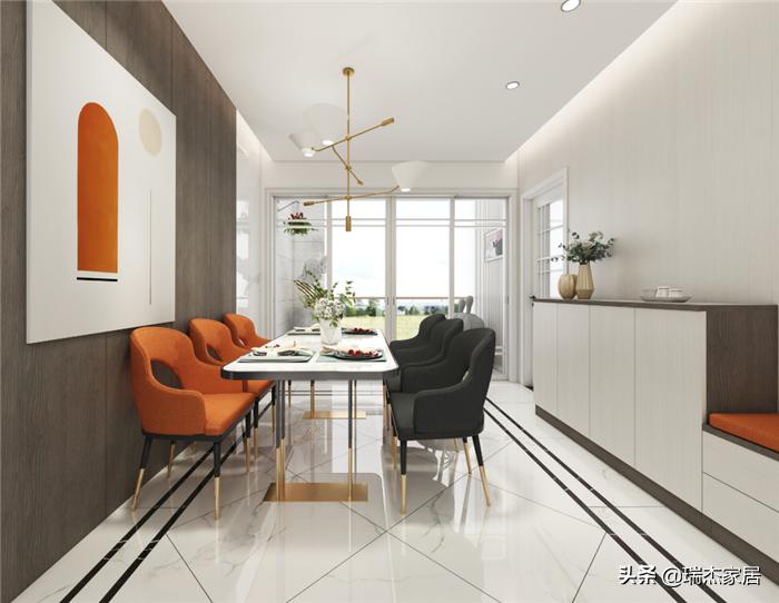 黑白对比层次分明，搭配木饰面格栅，给人一种简约纯净之美