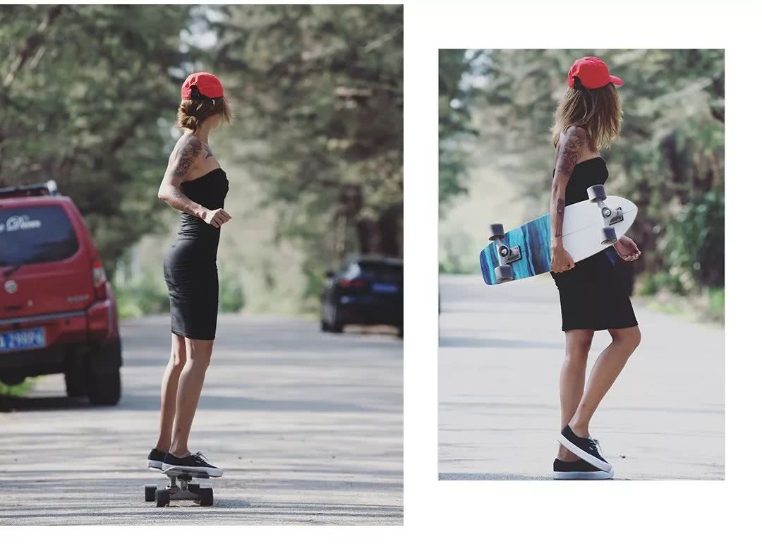 热爱生活滑板女孩,热爱健身极限运动的女孩