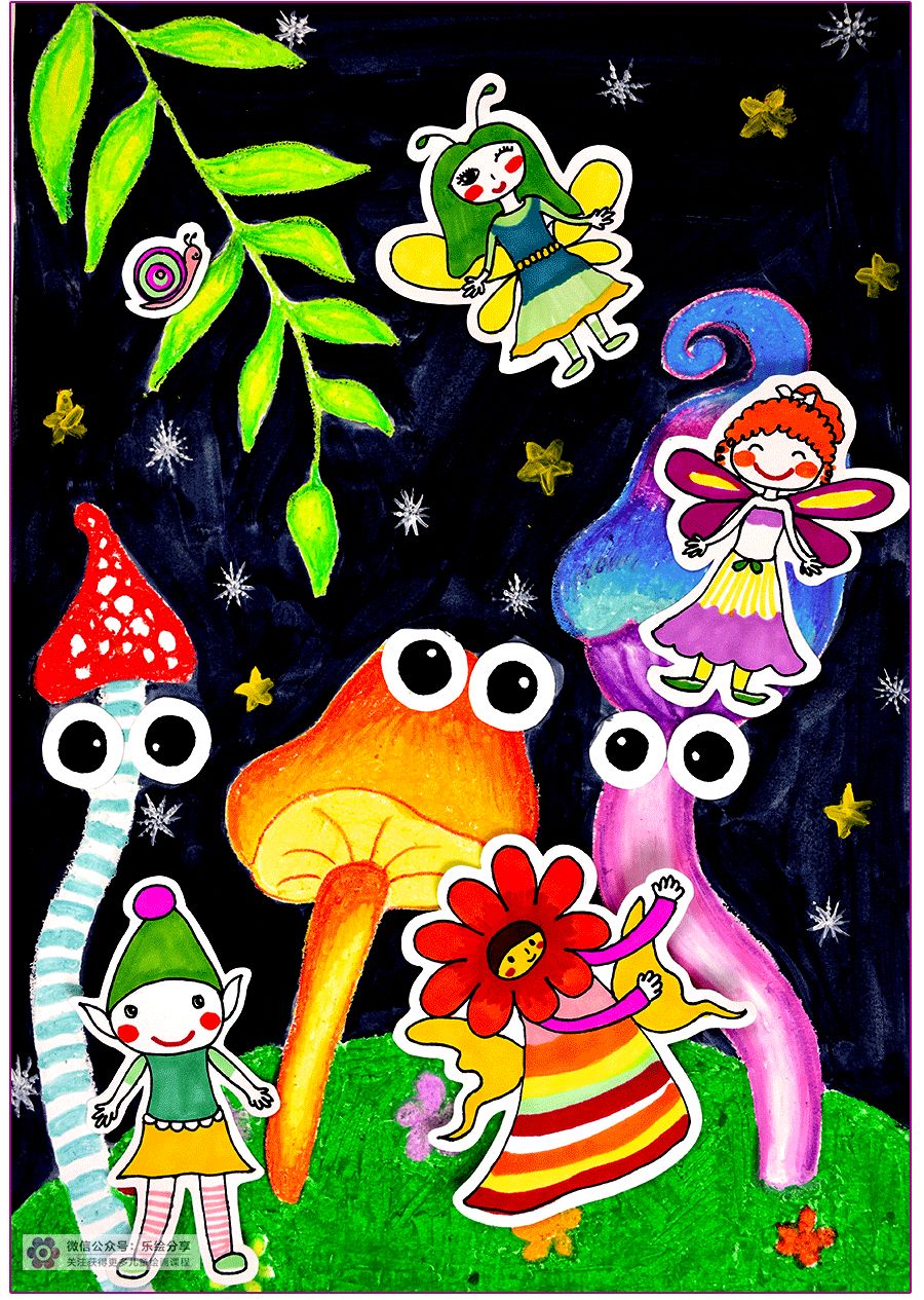 奇幻森林的儿童绘画作品,怎么画森林精灵儿童画