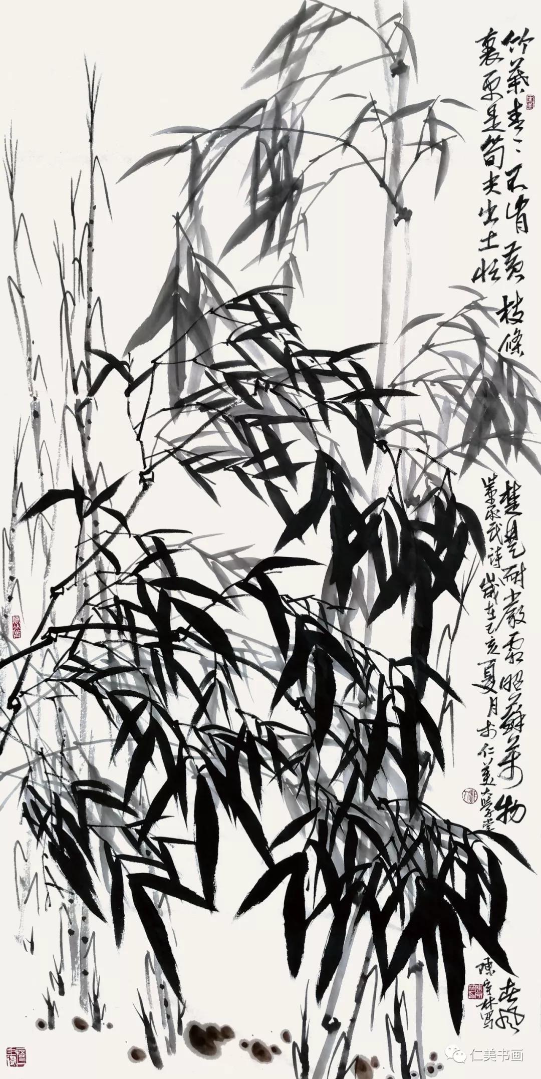 大师示范竹子竹叶的画法,一分钟教你竹叶的四种画法