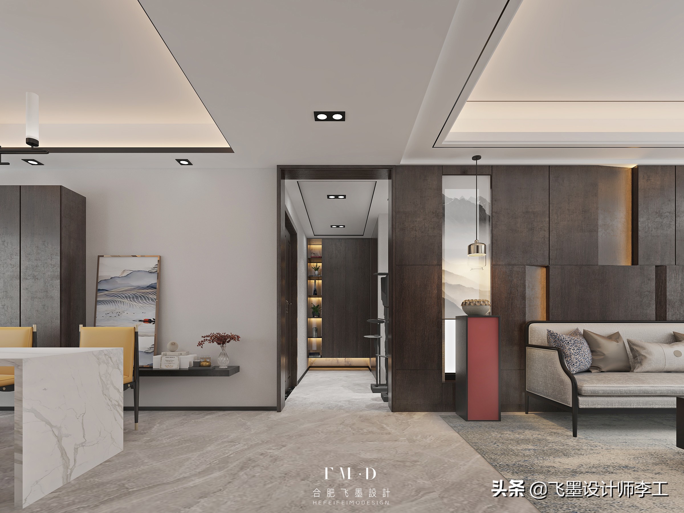 165平客厅中式装修风格,160平米新中式雅宅设计