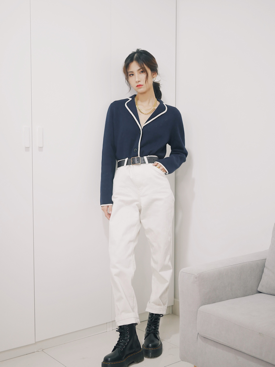 马丁靴夏季薄款长裤,马丁靴不露腿穿搭春