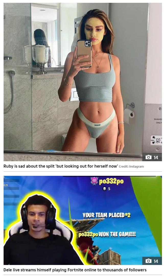 模特女友鲁比·梅把热刺球星阿里给甩了，她难以忍受阿里沉溺于网游！梅自己则重度依赖社媒，最近也摊上事了