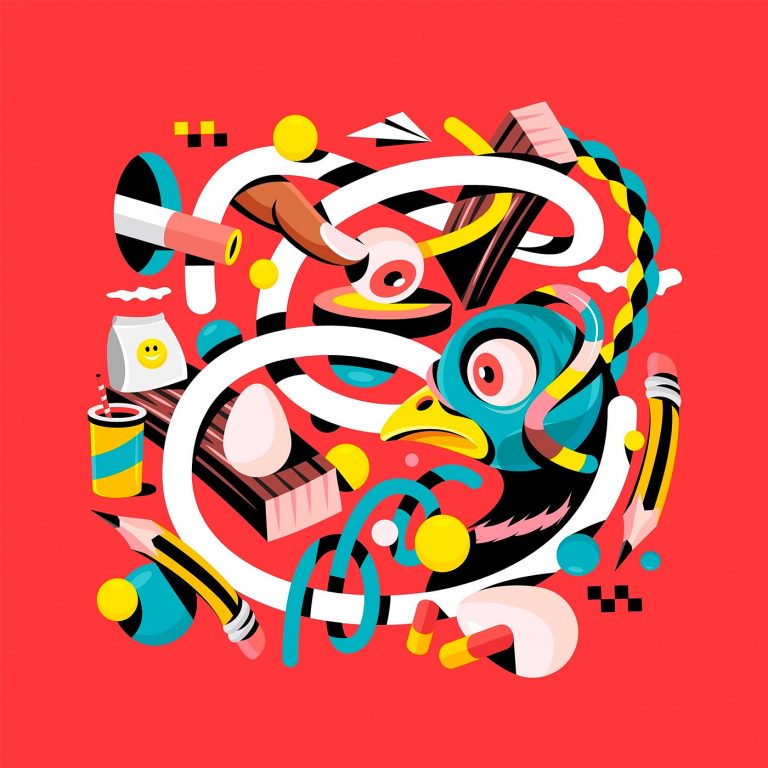 DavidOku抽象风格的字母插画设计