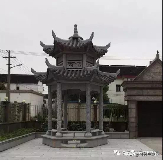 青石造亭镇宅造景;暨青石凉亭建造过程