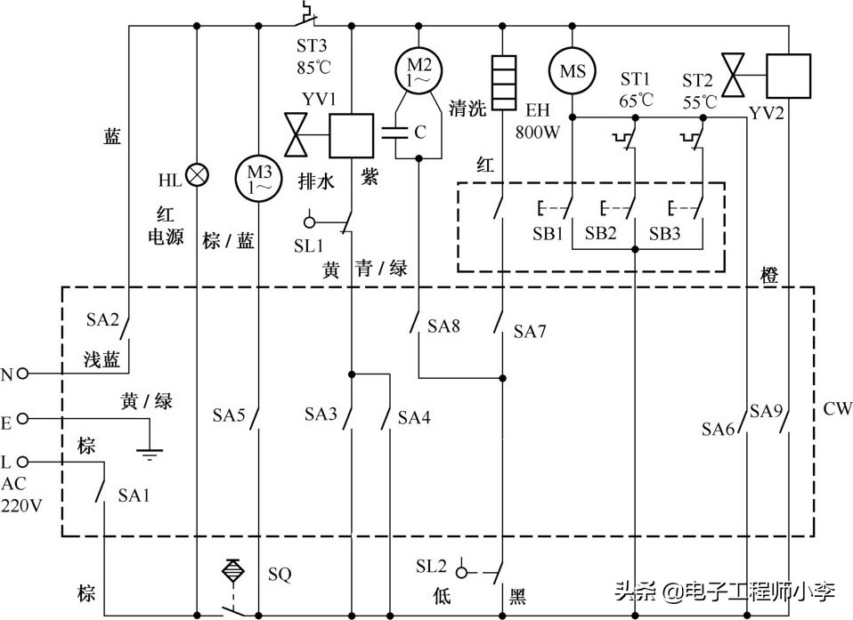 商用洗碗机电路预留,自动洗碗机电路图讲解