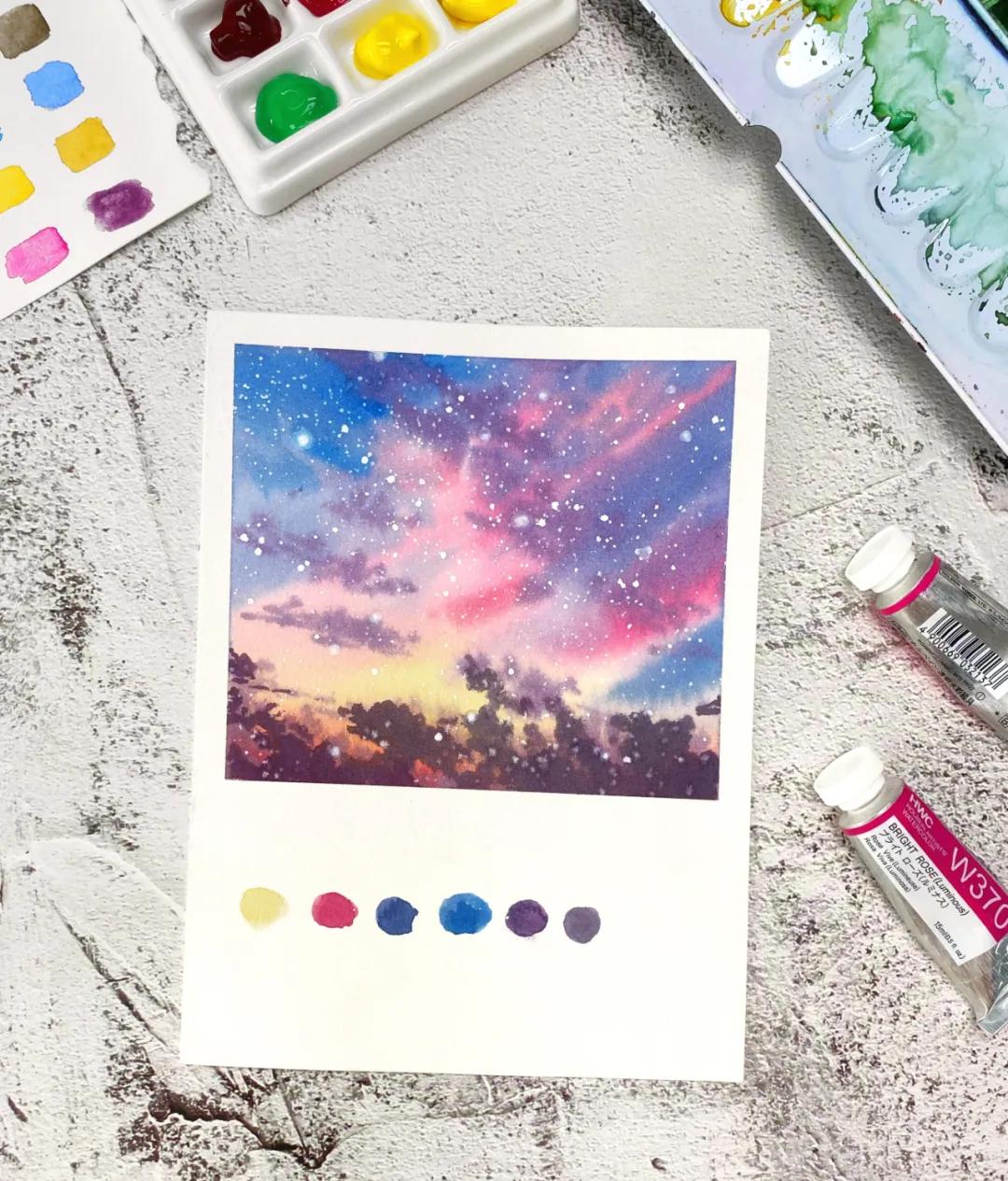 夏日清新简单水彩教程,最简单的水彩风景画法