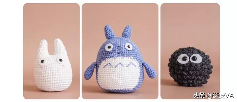 钩针迷你玩偶龙猫图解,钩针龙猫叶子