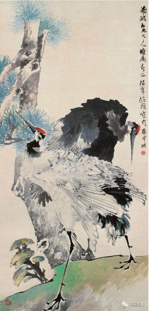 松鹤延年比较有名的图画,写意松鹤图看一下