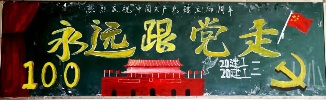 爱党爱国努力学习实现自我黑板报,知党恩跟党走主题黑板报图片