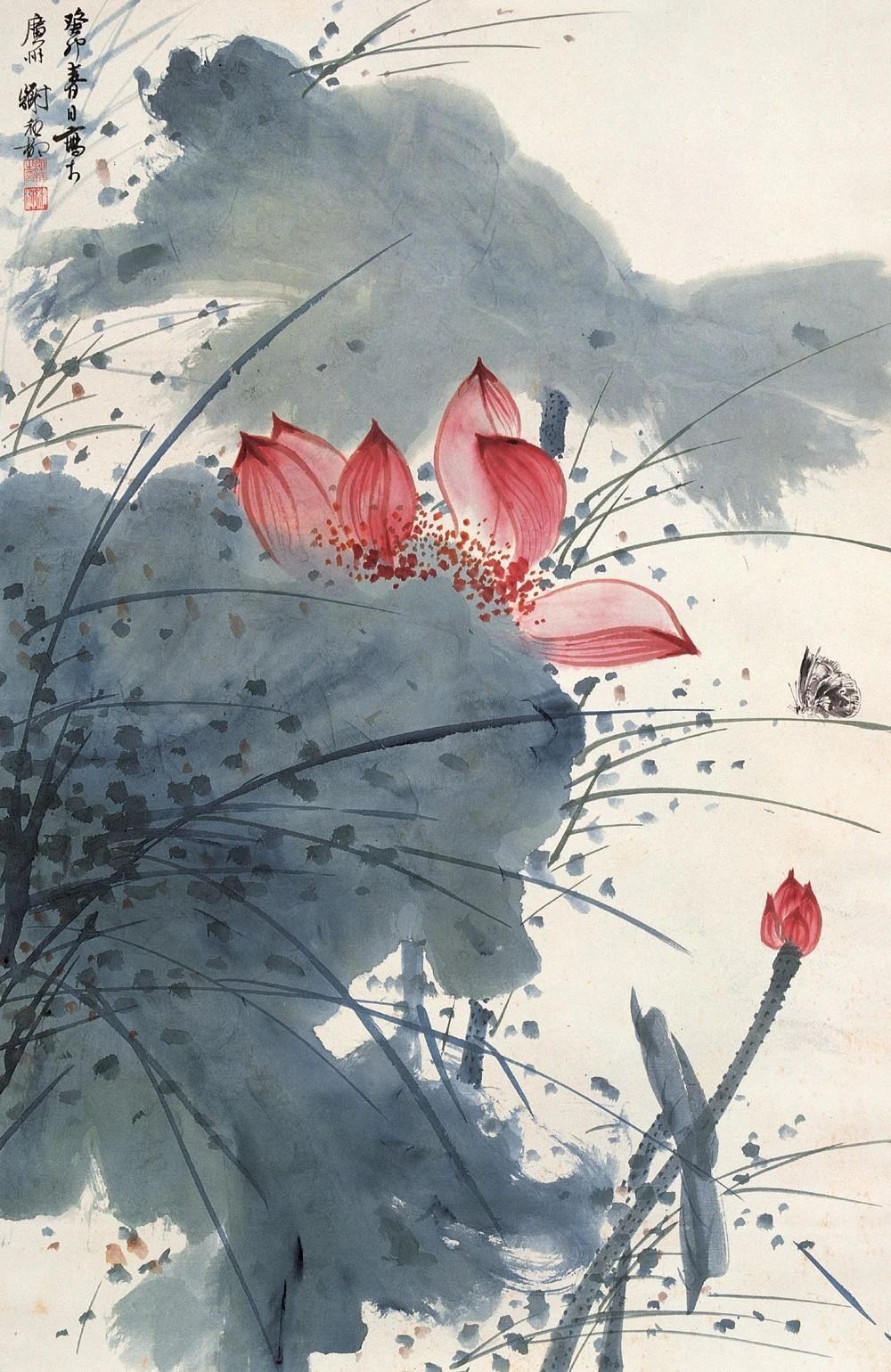 墨与色相碰撞，他笔下的荷花出淤泥而不染飘来阵阵清香