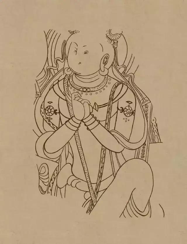 敦煌画线稿描摹,敦煌壁画白描勾线教程