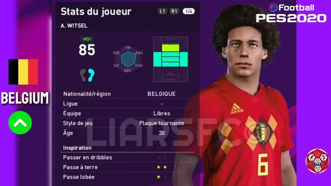 数据｜维特塞尔升黑，比利时国家队实况足球20赛季球员总评升降