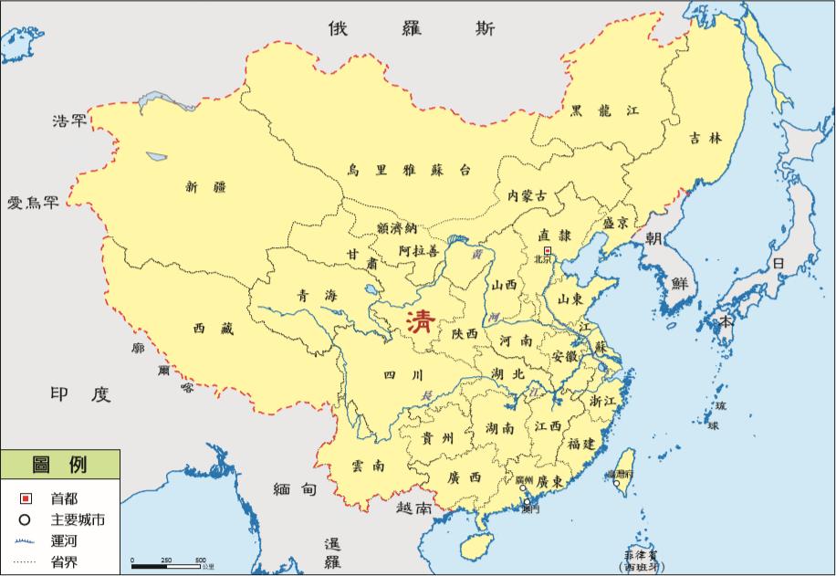 清朝地图与中国地图的对比,清朝地图和中国地图对比