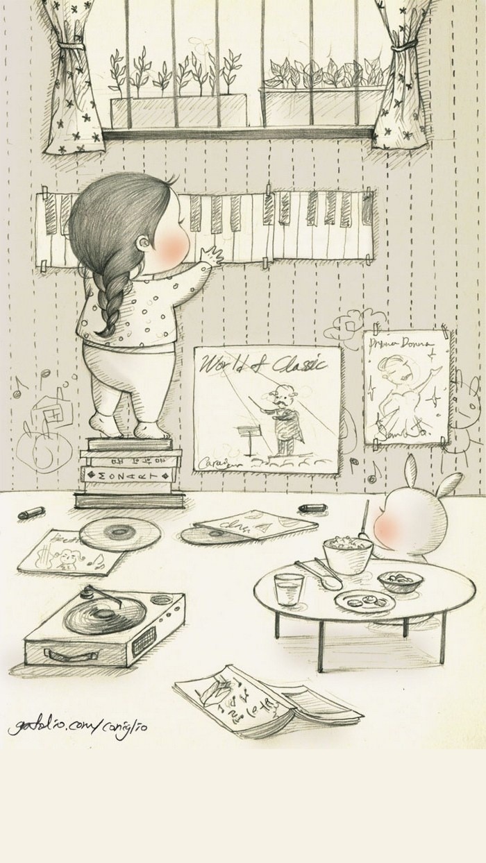 少女与兔子插画,兔子手绘创意插画