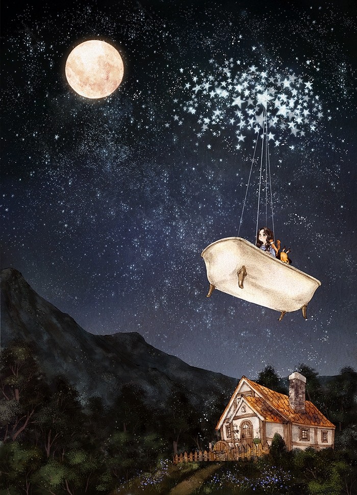 韩国插画师森林女孩日记图文,水彩插画森林女孩日记