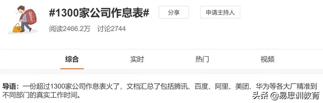 包括腾讯百度阿里等大厂在内,1300家公司真实作息表曝光