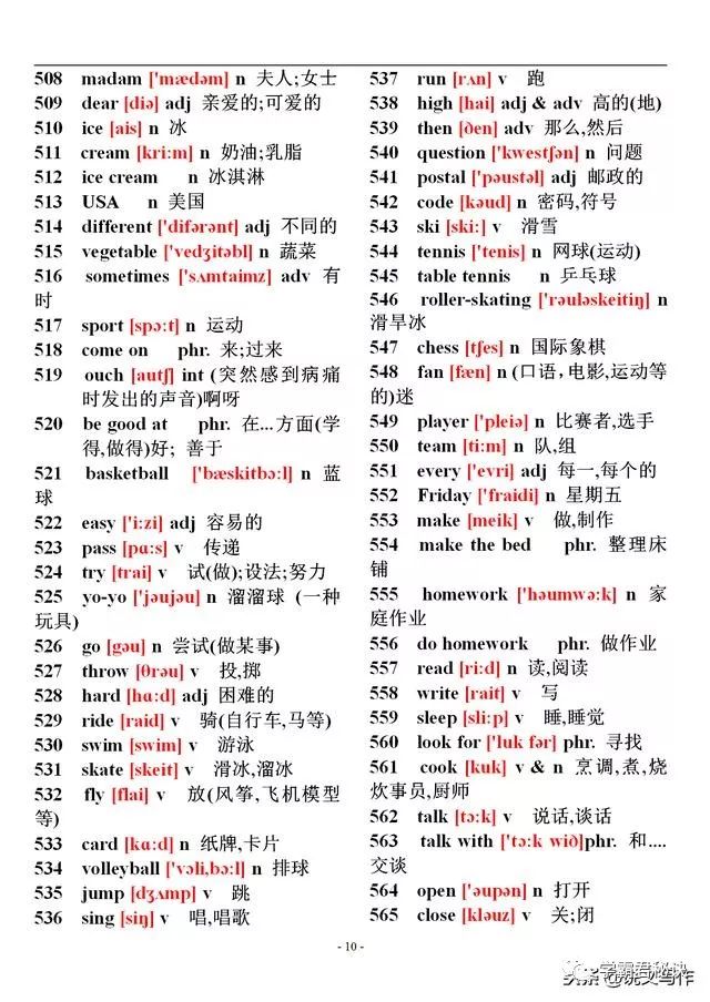 初中英语1600个单词速记表附音标,高一英语单词表音标