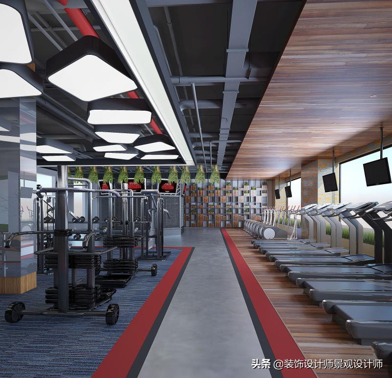 公司健身房设计效果图,书房健身房二合一设计效果图