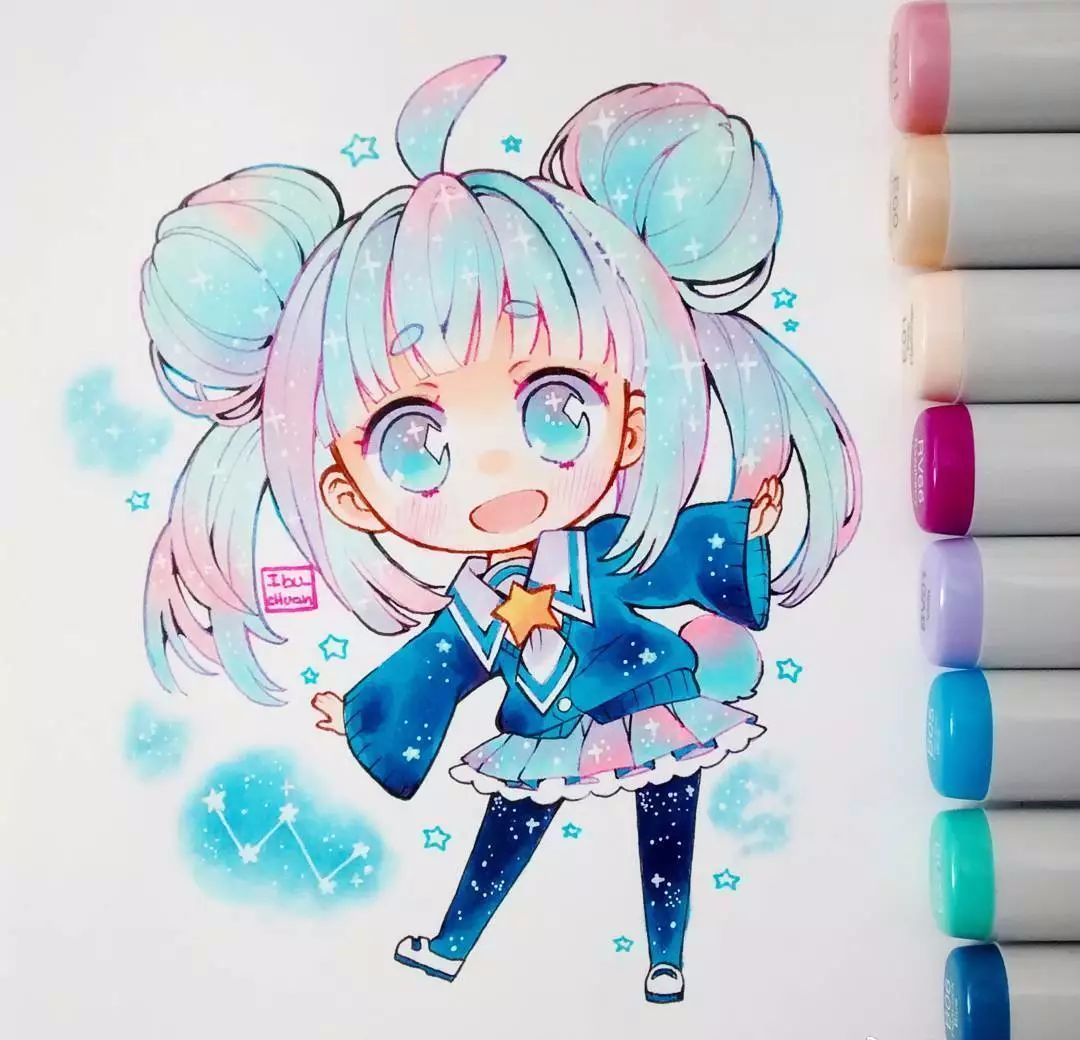 马克笔上色教程动漫人物q版30色,学马克笔画动漫免费教程