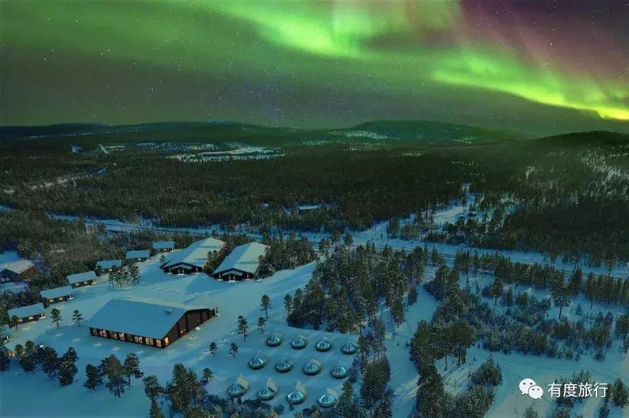 芬兰极光玻璃屋高清大图,芬兰玻璃屋极光横屏