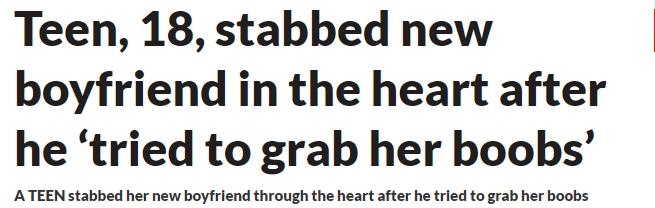 加拿大少女与男友约会时因男友想摸胸,一怒之下将其捅死