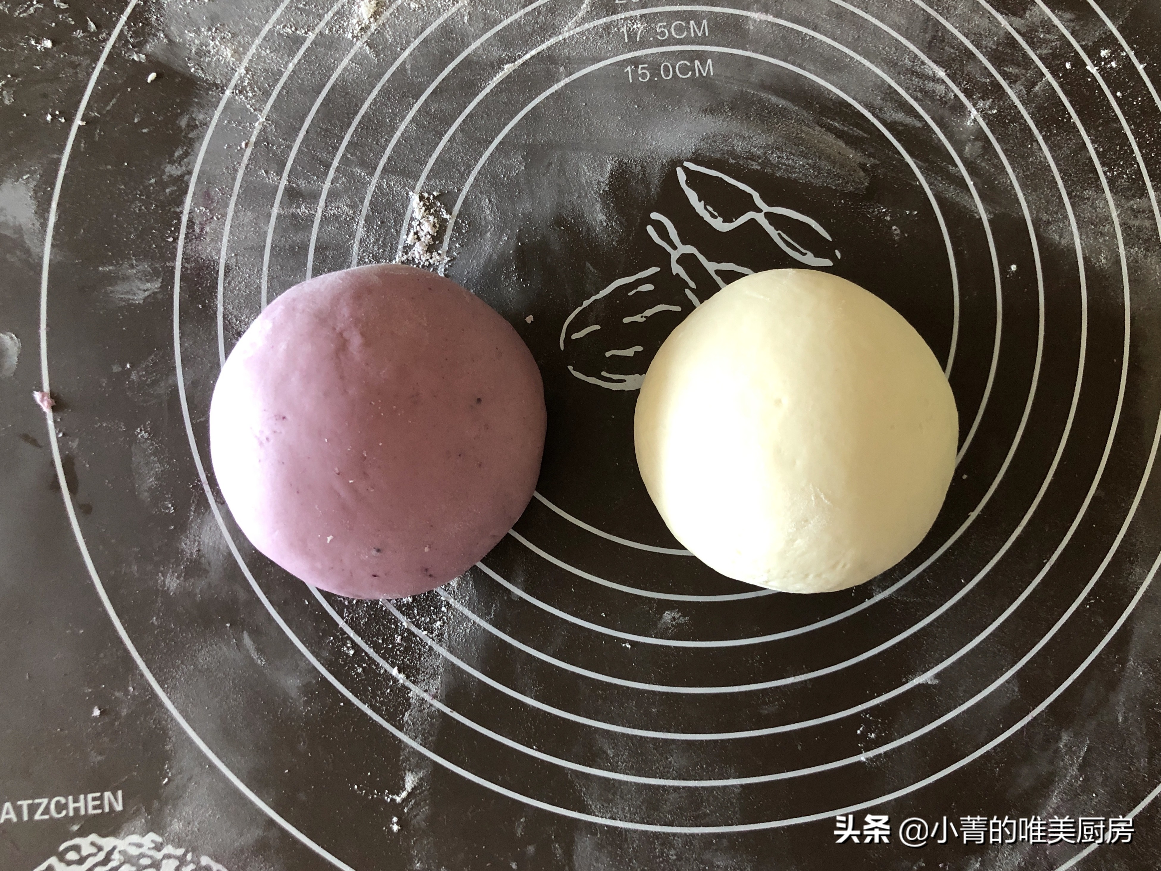 双色紫薯火腿肠馒头,双色热狗馒头