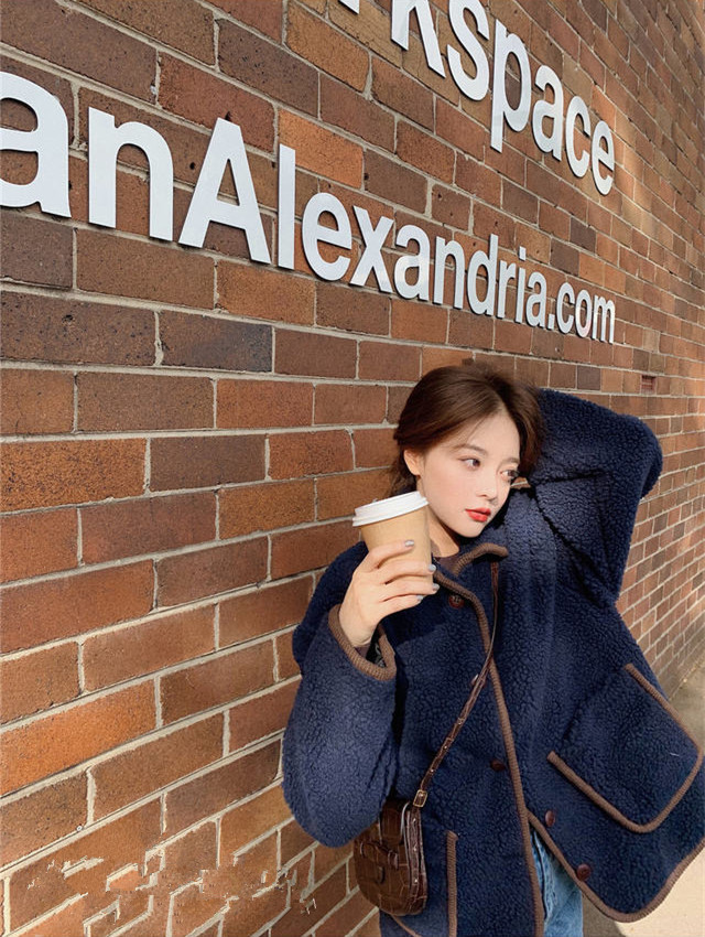 70后洋气羊羔毛外套,洋气羊羔毛外套