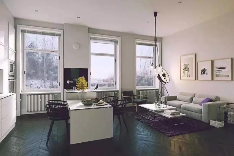 客厅餐厅二合一装修图,复古式客厅餐厅连在一起怎么设计