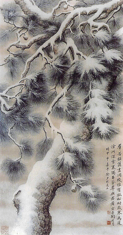 中国风山水画中的雪景,中国画雪景山水画