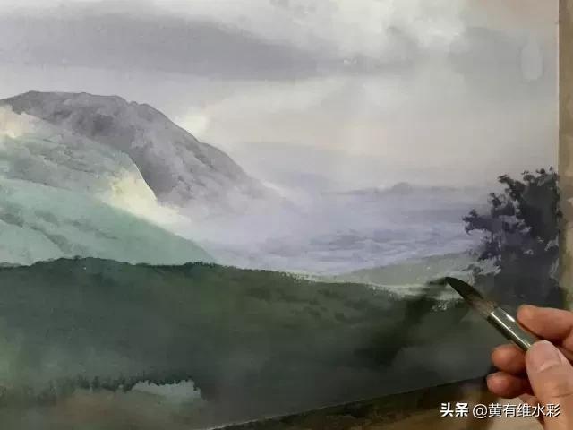 水彩画山风景入门,远山画法入门教程
