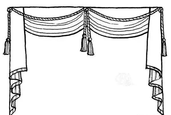 阳台窗帘加窗幔效果,千鸟格窗帘加窗幔