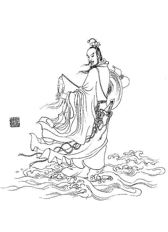 彭连熙工笔白描人物作品,工笔戏曲净角人物白描底稿