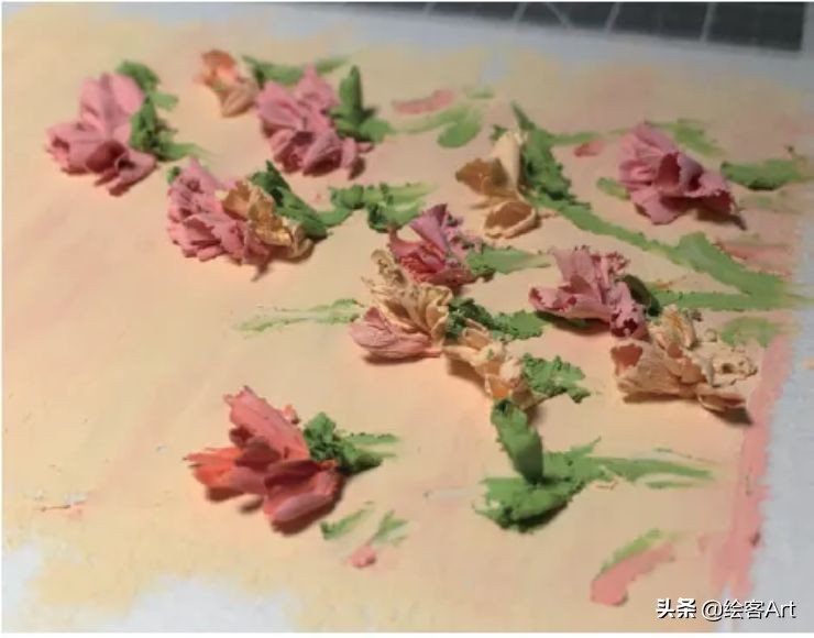 用油画棒画关于母亲节的绘画,用油画棒来画立体康乃馨