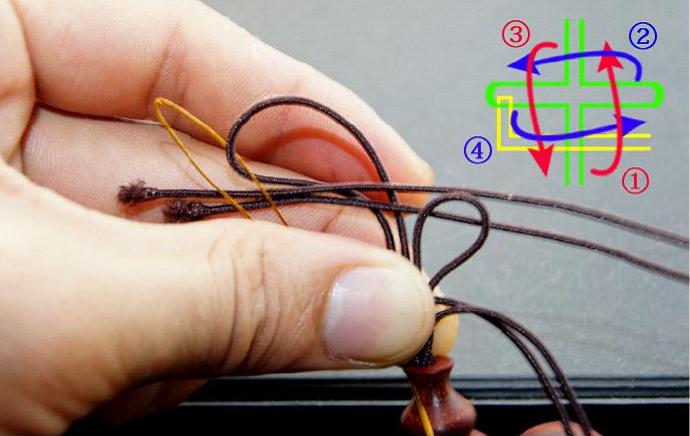 佛珠手链三通穿法及吉祥结编法,橡皮筋佛珠三通的穿法慢步骤