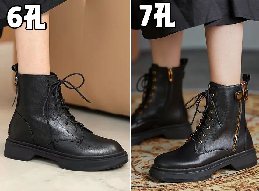 胖mm粗腿马丁靴冬季加绒羊羔绒,今年最火的中筒靴粗腿圆头马丁靴