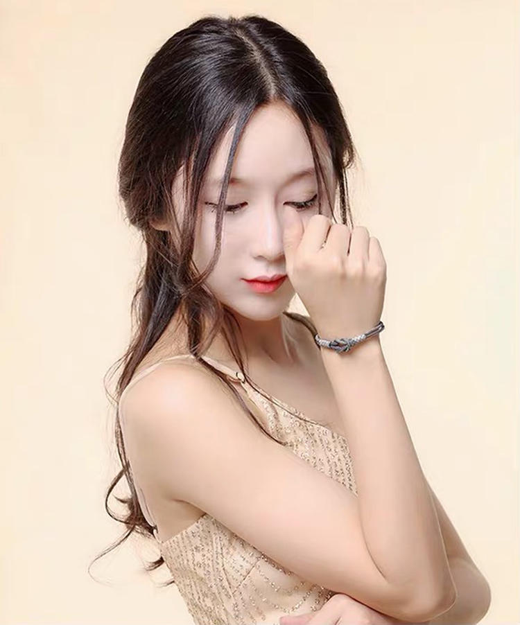 银编织手链,银和金编织手链