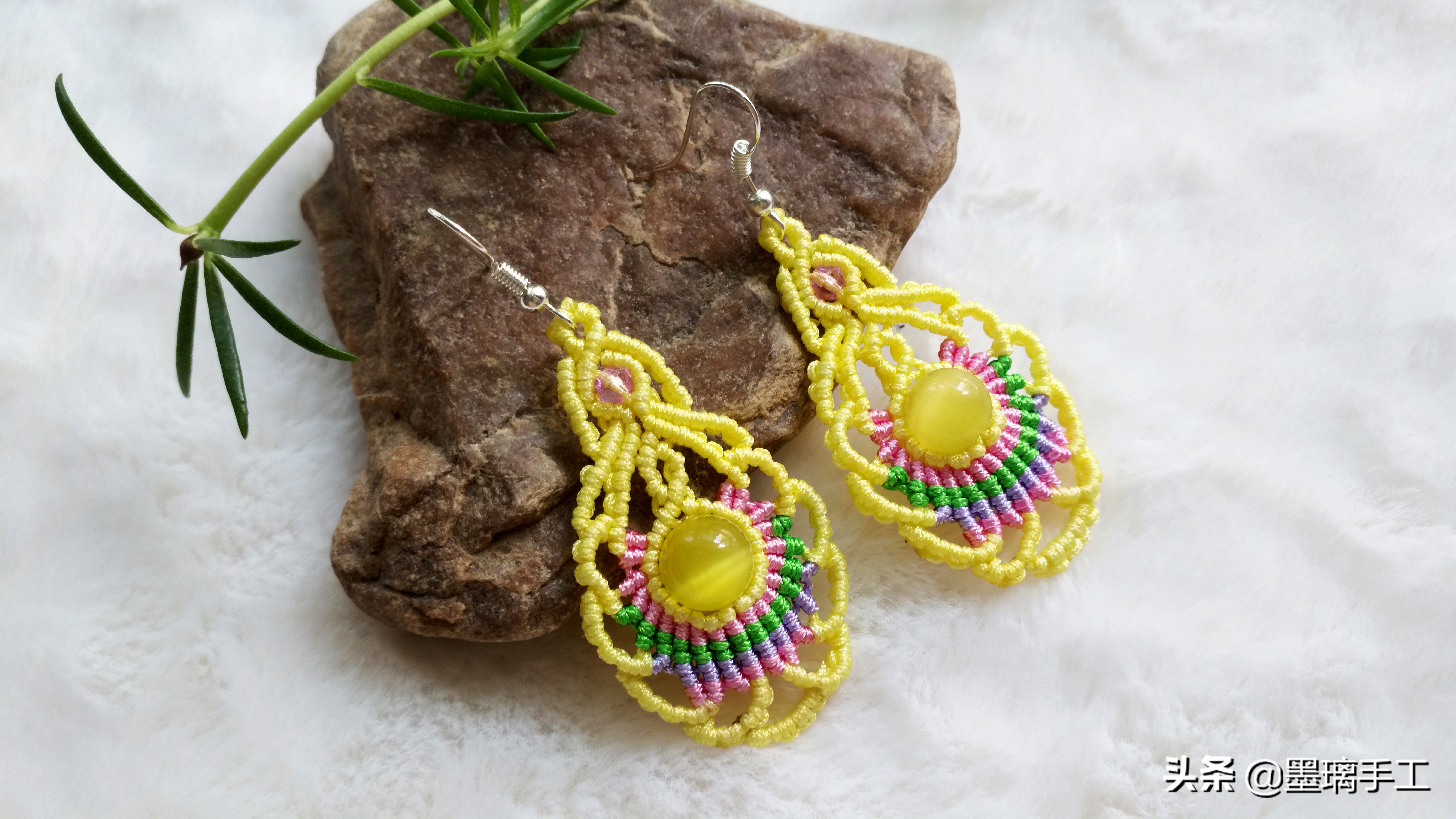 复古耳环编绳教程,简单北欧风手工编绳