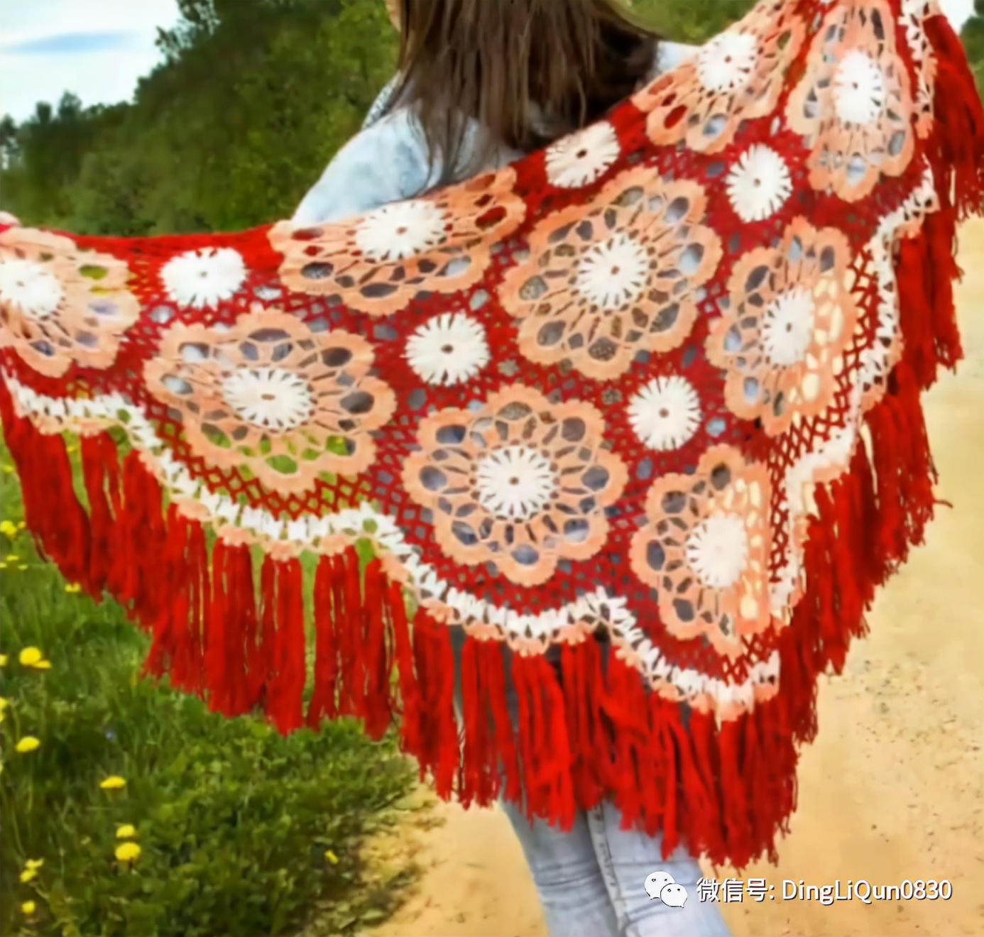 针织披肩作品,披肩花式围巾编织教程