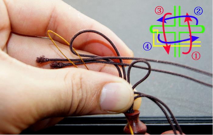 单绳串珠间隔打结方法教程,单绳串珠打结的方法