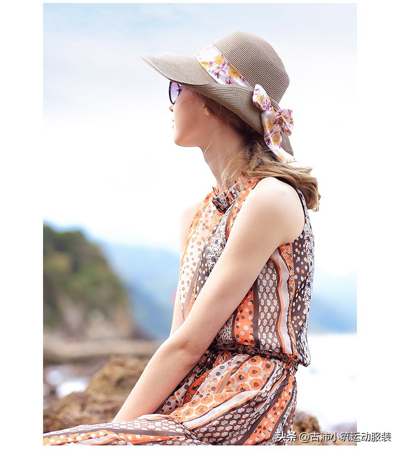 防晒帽子女夏天草帽沙滩遮阳帽,户外大檐遮阳帽女防晒草帽