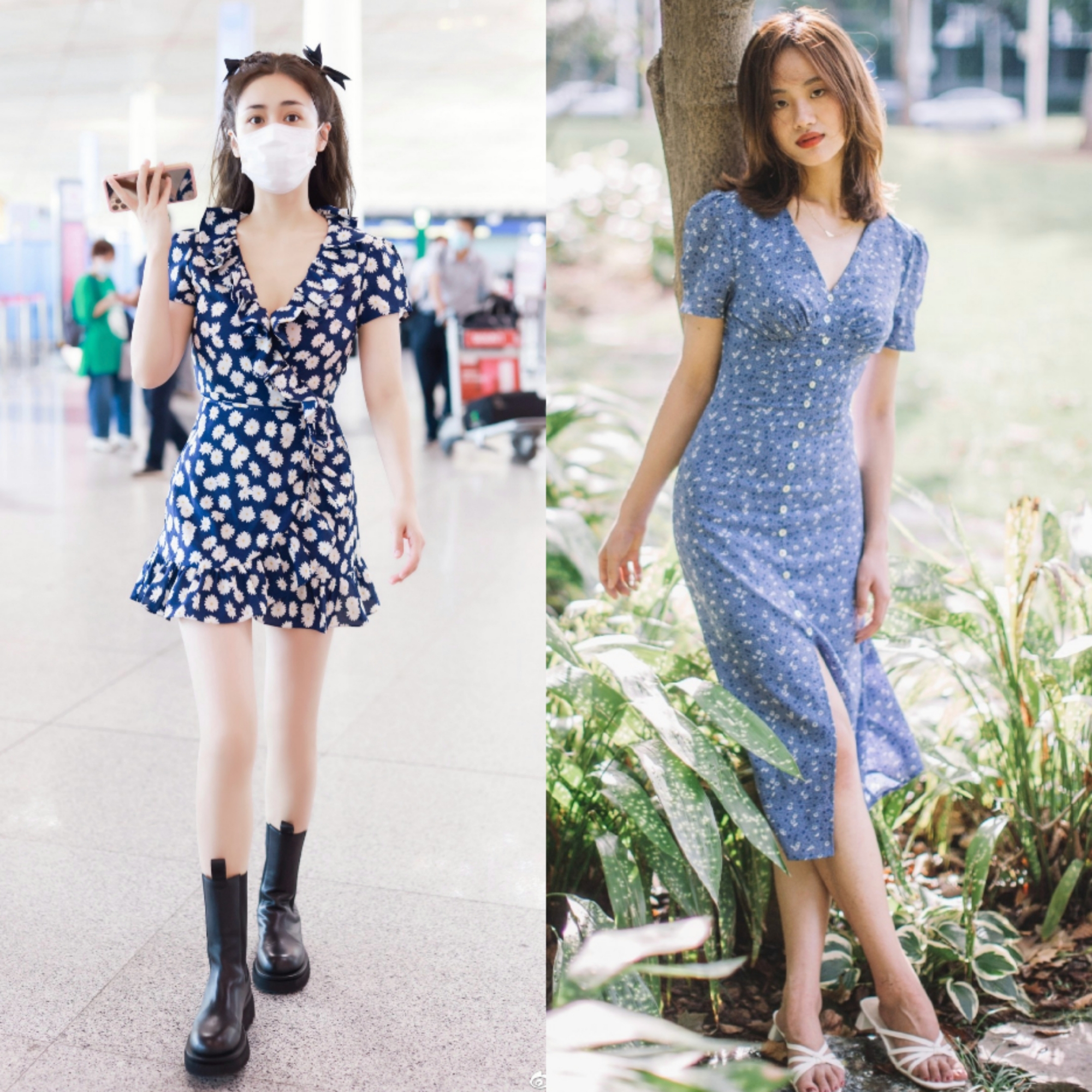 雪纺碎花裙粉色温柔,夏天半身碎花裙搭配什么鞋