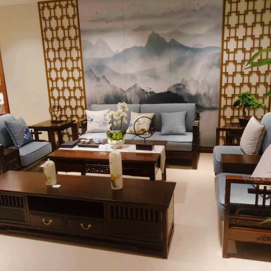 新中式沙发背景墙挂画效果图大全,新中式沙发背景墙简单大气效果图