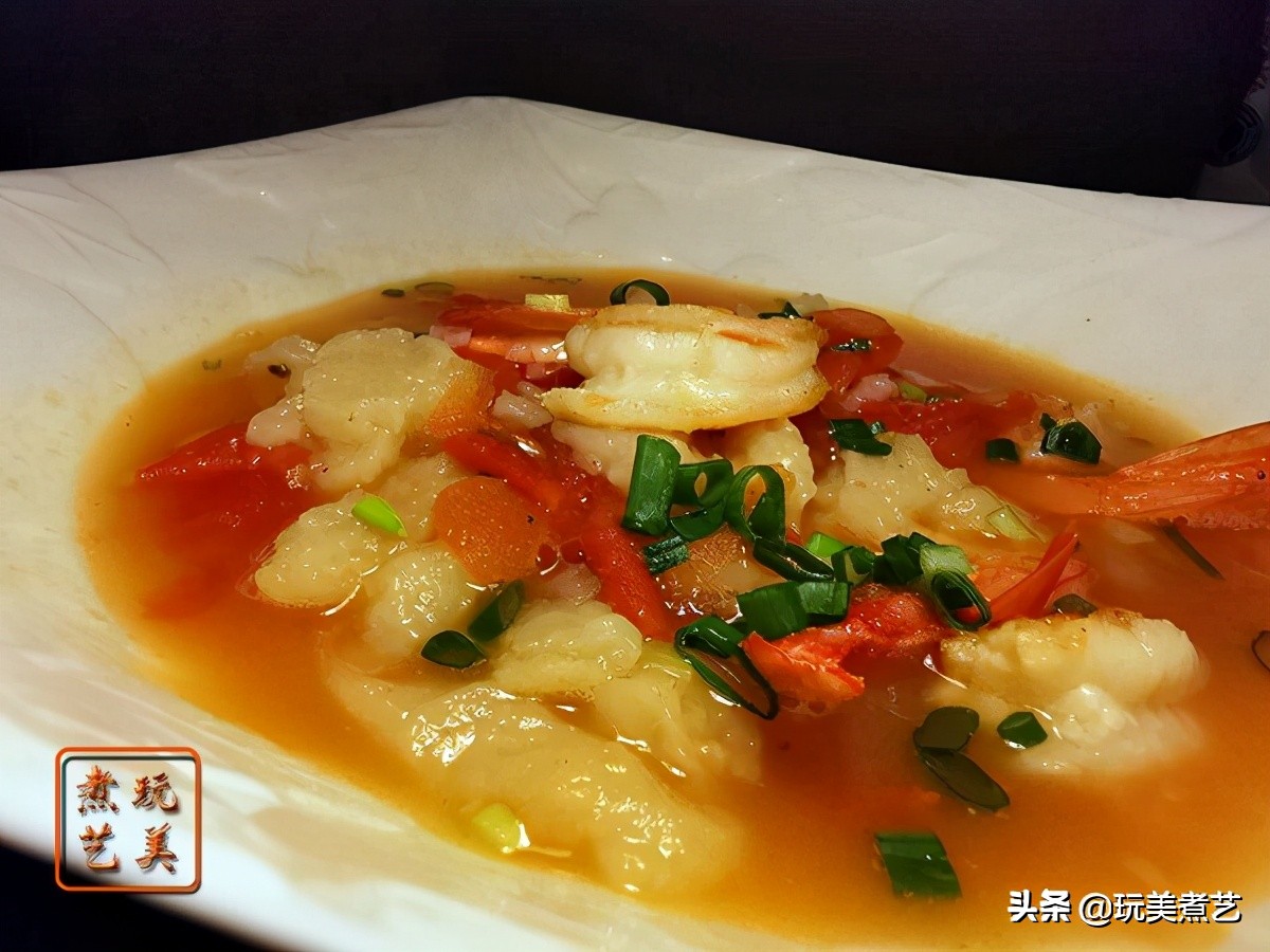 番茄虾仁面疙瘩,西红柿虾仁疙瘩汤全家都爱喝