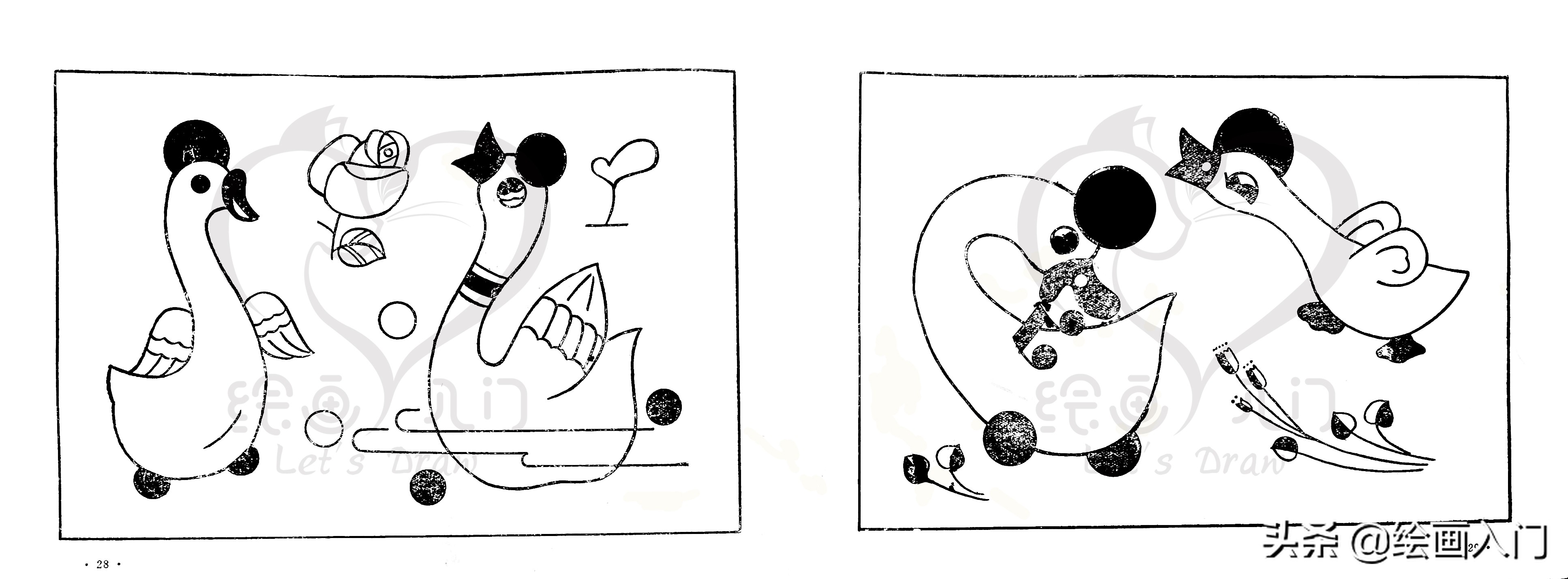 简笔画分享图片,简笔画刺绣可爱小图案