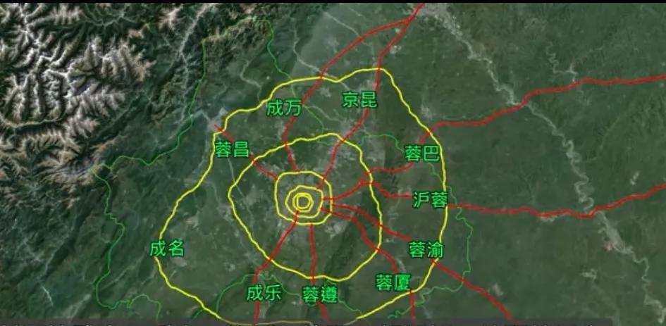 成都市的中轴线有多少公里,成都的环线很圆
