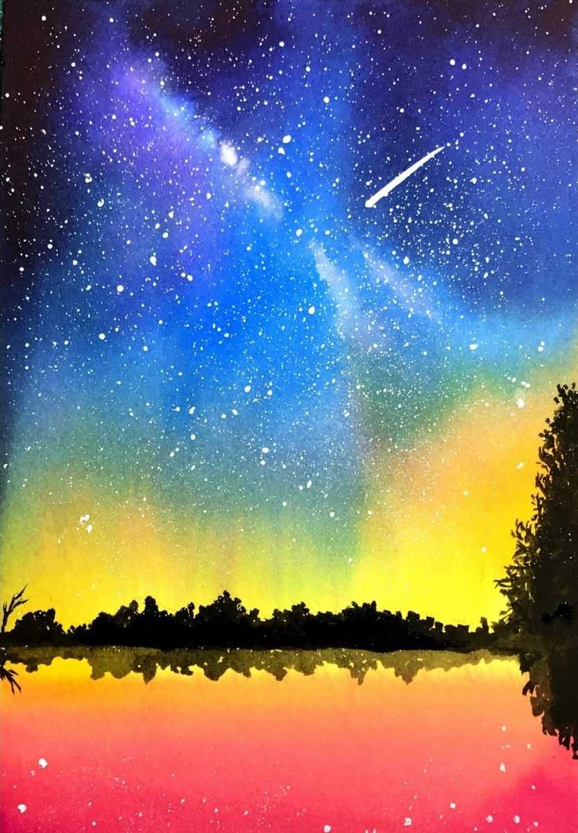水彩璀璨星空,水彩画初学者入门星空简单教程