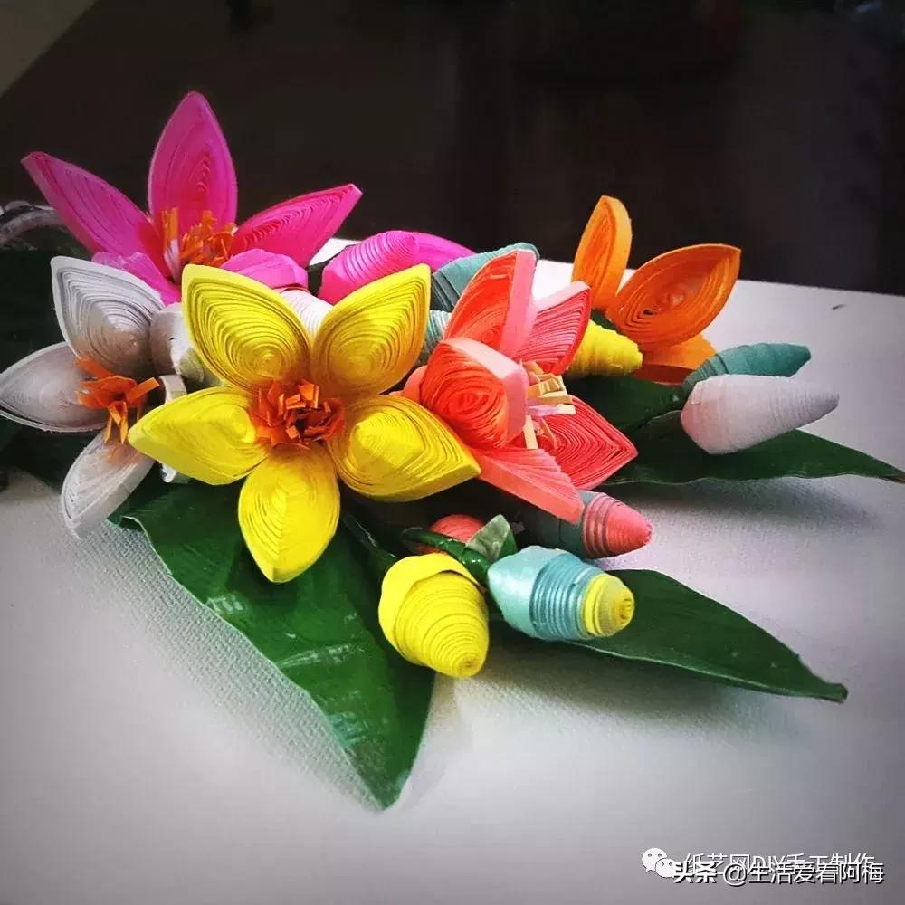 简单易学褶皱纸手工花束教师节,衍纸教师节立体花束教程