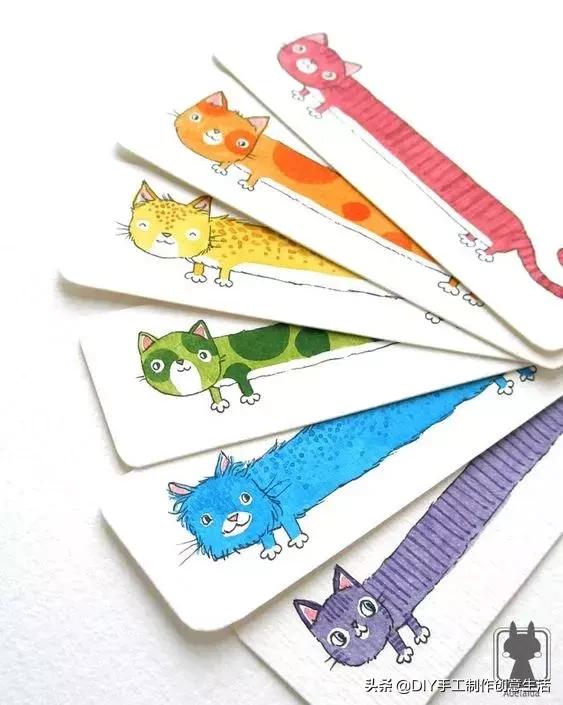 8-10岁儿童手工书签可爱猫咪书签,手工diy书签简单好看不用折纸